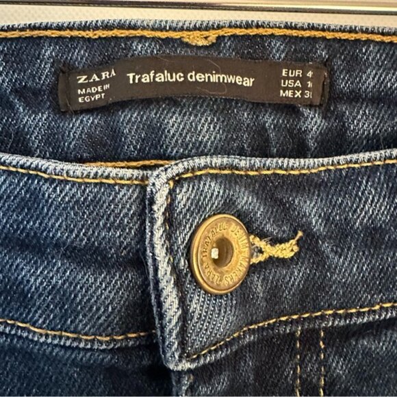 Zara | Blue Trafaluc Denimwear Embroidered Distressed Jeans Size 10 - Picture 9 of 11